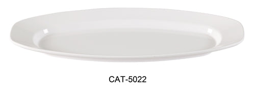 Yanco CAT-5022 Catering Platter, 22" Length, 9" Width, Melamine, White Color, Pack of 12