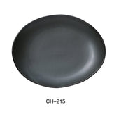 Yanco CH - 215 Champs 15"L x 12"W x 1 - 3/4"H, Oval Plate, China, Matte Glaze, Green, Pack of 12