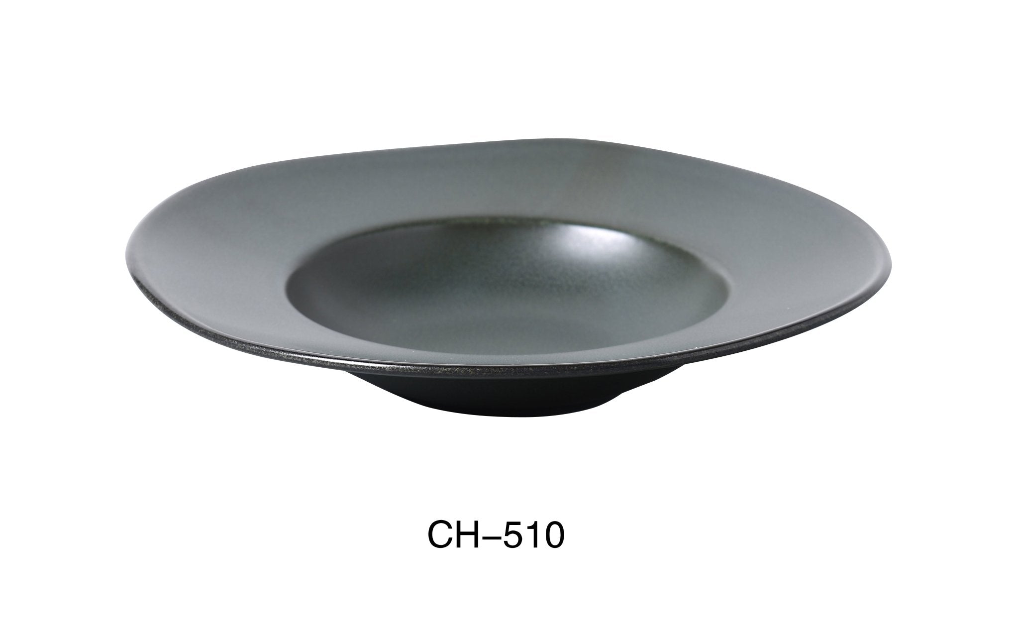 Yanco CH - 510 Champs 10 3/4" Diameter x 1 3/4" Height PASTA PLATE, 12 Oz. China, Matte Glaze, Green, Pack of 12