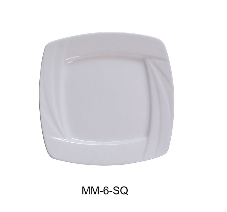 Yanco MM-6-SQ Miami 6″ Square Plate, China, Bone White, Pack of 36