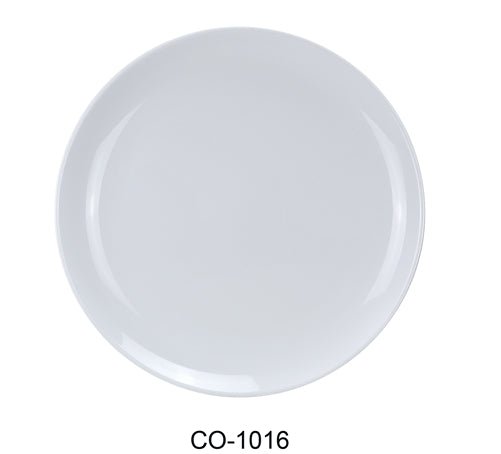 Yanco CO - 1016 Coupe Pattern Round Plate, 16" Diameter, Melamine, White Color, Pack of 12