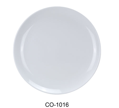 Yanco CO-1016 Coupe Pattern Round Plate, 16" Diameter, Melamine, White Color, Pack of 12