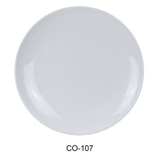 Yanco CO-107 Coupe Pattern Round Plate, 7" Diameter, Melamine, White Color, Pack of 48