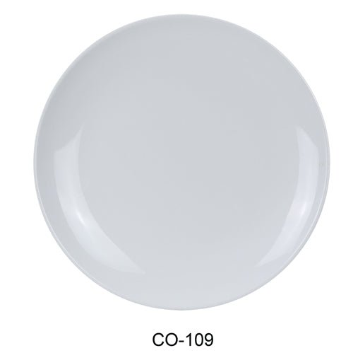 Yanco CO - 109 Coupe Pattern Round Plate, 9" Diameter, Melamine, White Color, Pack of 24