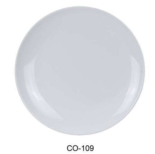 Yanco CO-109 Coupe Pattern Round Plate, 9" Diameter, Melamine, White Color, Pack of 24