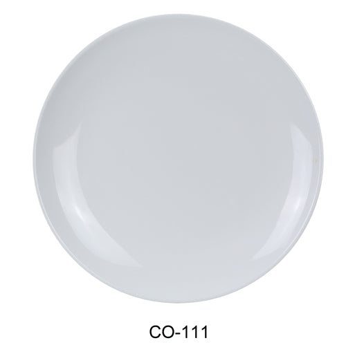 Yanco CO-111 Coupe Pattern Round Plate, 11" Diameter, Melamine, White Color, Pack of 24