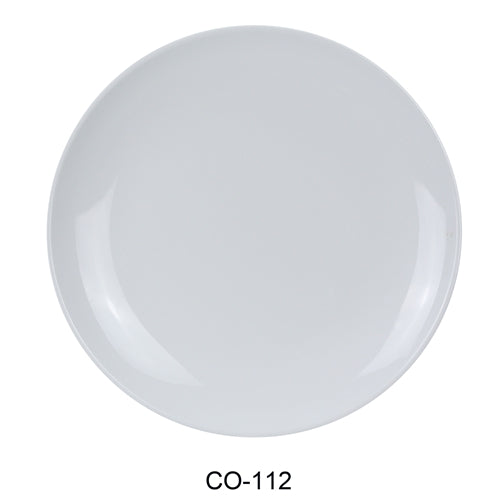 Yanco CO-112 Coupe Pattern Round Plate, 12" Diameter, Melamine, White Color, Pack of 24