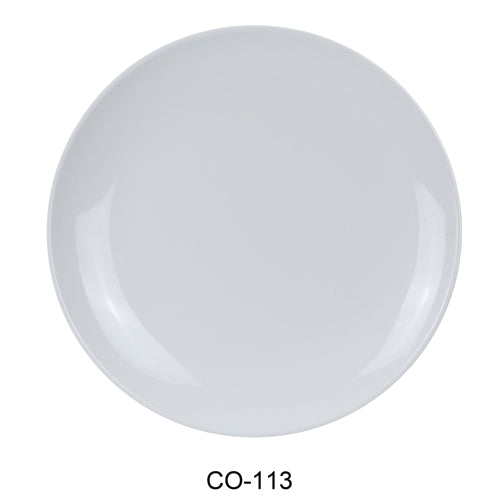 Yanco CO-113 Coupe Pattern Round Plate, 13" Diameter, Melamine, White Color, Pack of 12