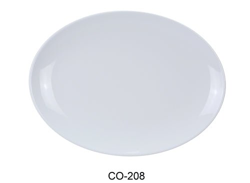 Yanco CO - 208 Coupe Pattern Oval Platter, 8" Length, 5.5" Width, Melamine, White Color, Pack of 48