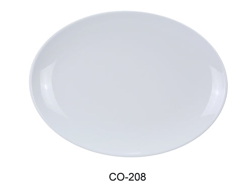 Yanco CO-208 Coupe Pattern Oval Platter, 8" Length, 5.5" Width, Melamine, White Color, Pack of 48