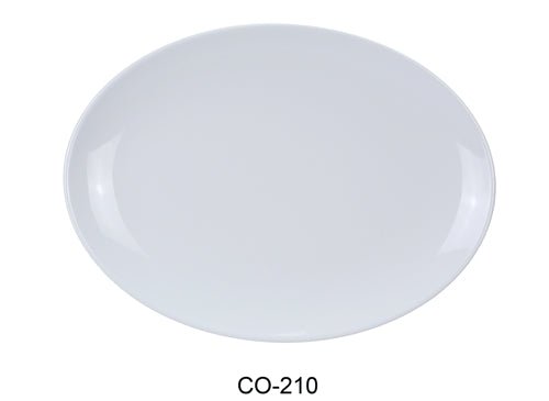 Yanco CO - 210 Coupe Pattern Oval Platter, 10" Length, 7" Width, Melamine, White Color, Pack of 24