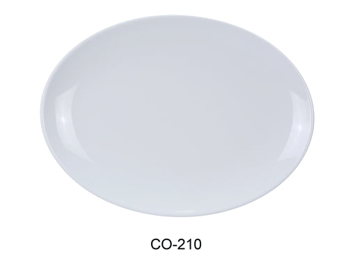 Yanco CO-210 Coupe Pattern Oval Platter, 10" Length, 7" Width, Melamine, White Color, Pack of 24