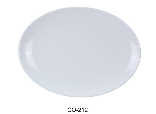 Yanco CO-212 Coupe Pattern Oval Platter, 12" Length, 8.5" Width, Melamine, White Color, Pack of 12