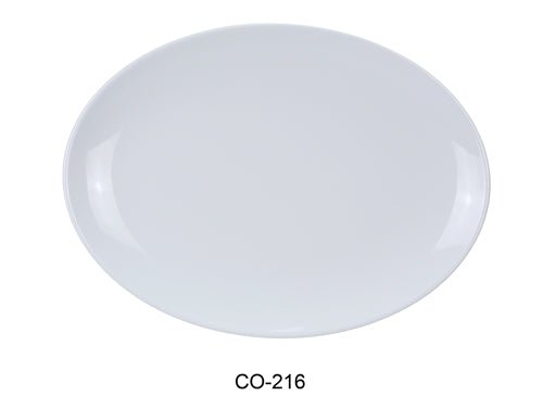 Yanco CO - 216 Coupe Pattern Oval Platter, 16" Length, 12" Width, Melamine, White Color, Pack of 12