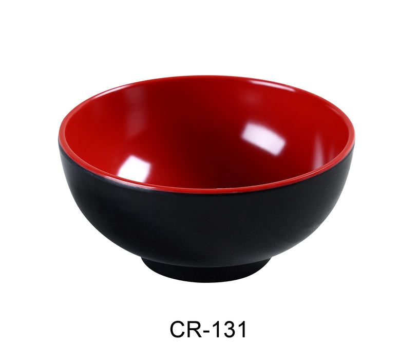 Yanco CR-131 Black and Red Two-Tone Rice Bowl, 8 oz Capacity, 4.75" Diameter, Melamine, Black/Red Color, Pack of 48