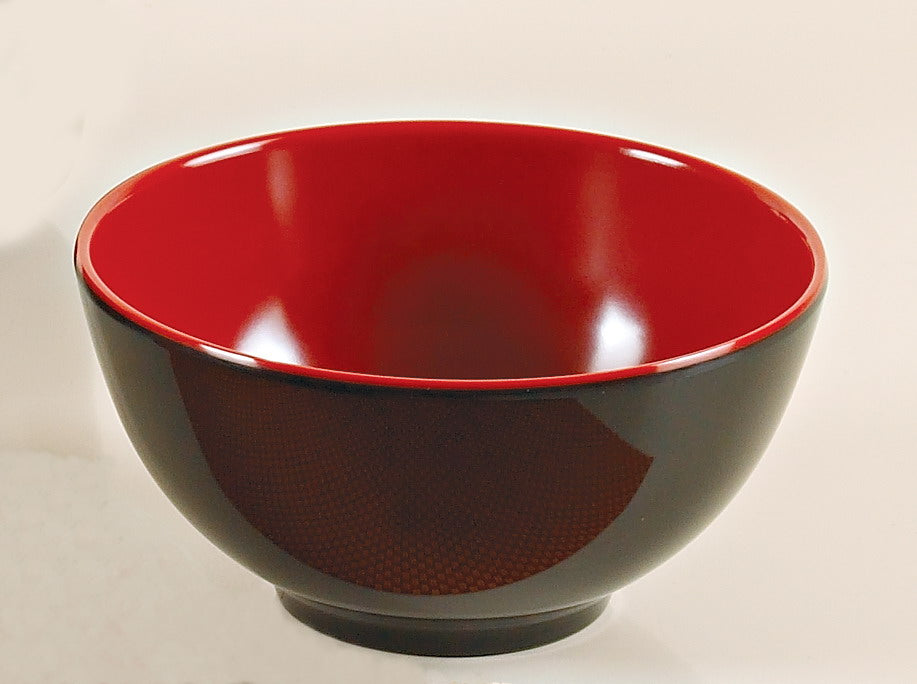 Yanco CR-3004 Black and Red Two-Tone Nanjing Bowl, 8 oz Capacity, 4.5" Diameter, 2" Height, Melamine, Black/Red Color, Pack of 48