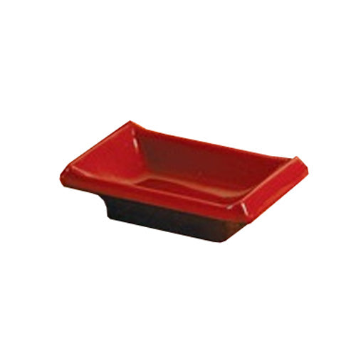 Yanco CR-4046 Black and Red Two-Tone Rectangular Sauce Dish,  3.75" Length, 2.5" Width, Melamine, Black/Red Color, Pack of 72