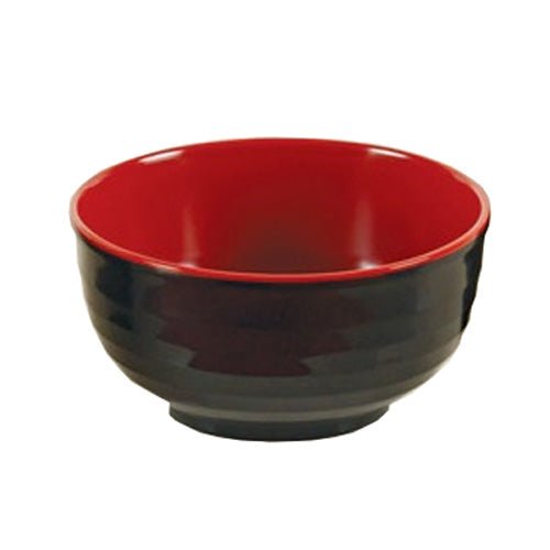 Yanco CR - 5006 Black and Red Two - Tone Bowl, 16 oz Capacity, 2.75" Height, 6.25" Diameter, Melamine, Black/Red Color, Pack of 48