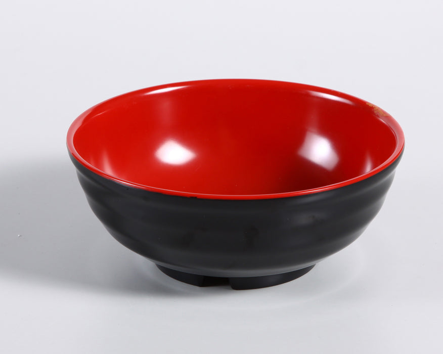 Yanco CR-538 Black and Red Two-Tone Noodle Bowl, 36 oz Capacity, 3" Height, 7.875" Diameter, Melamine, Black/Red Color, Pack of 24