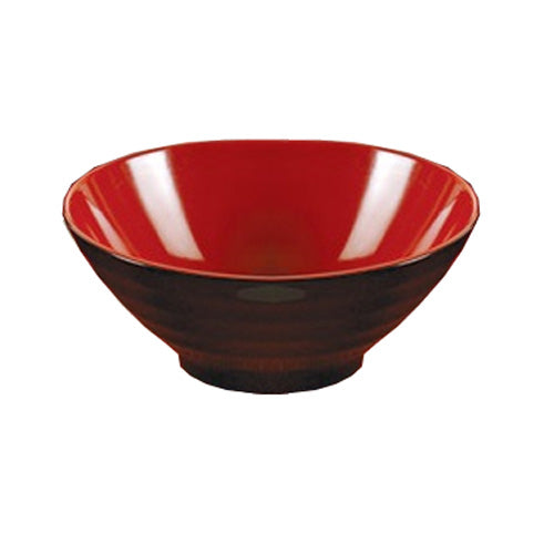 Yanco CR-586 Black and Red Two-Tone Noodle Bowl, 48 Oz Capacity, 3.25" Height, 9" Diameter, Melamine, Black/Red Color, Pack of 24
