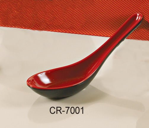 Yanco CR - 7001 Black and Red Two - Tone Soup Spoon, 5.5" Length, Melamine, Black/Red Color, Pack of 72