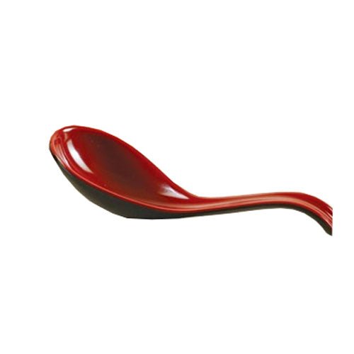 Yanco CR - 7002 Black and Red Two - Tone Spoon, 6.5" Length, Melamine, Black/Red Color, Pack of 72