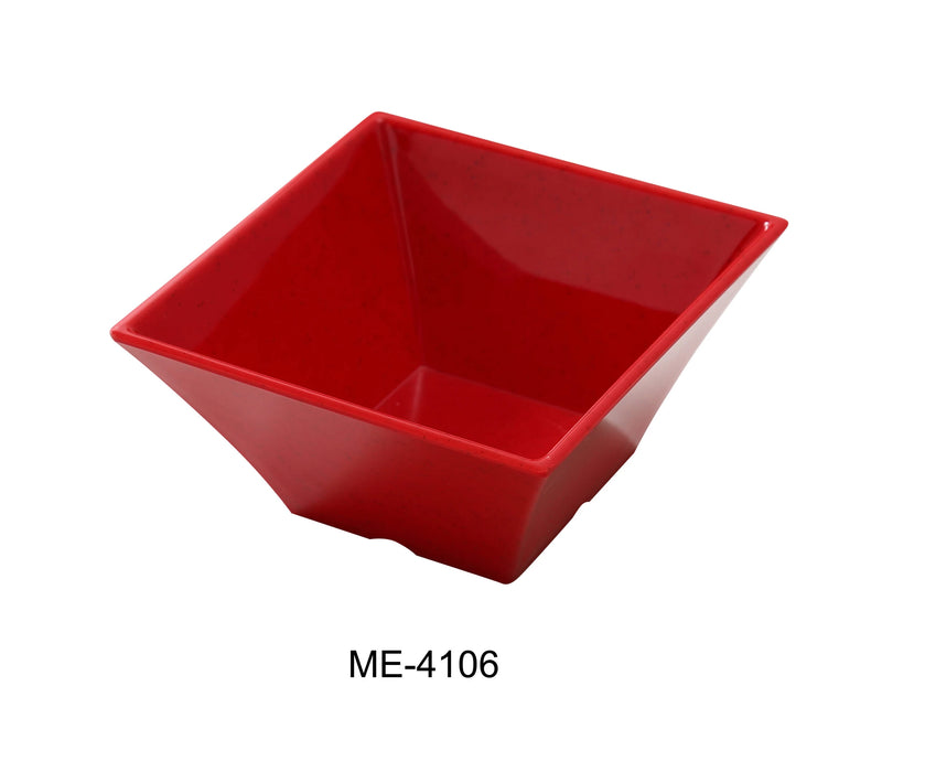 Yanco ME-4106 MEXICO 6″ SQUARE BOWL 26 OZ, 3″ Height, Melamine, Red with Speckles, Pack of 24