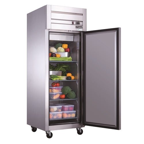 Dukers D28AR Commercial Single Door Top Mount Refrigerator in Stainless Steel