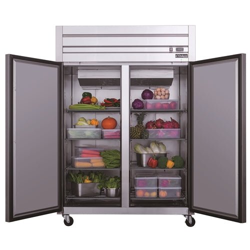 Dukers D55AR Commercial 2 - Door Top Mount Refrigerator in Stainless Steel