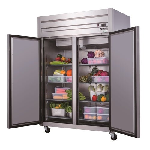 Dukers D55AR Commercial 2 - Door Top Mount Refrigerator in Stainless Steel