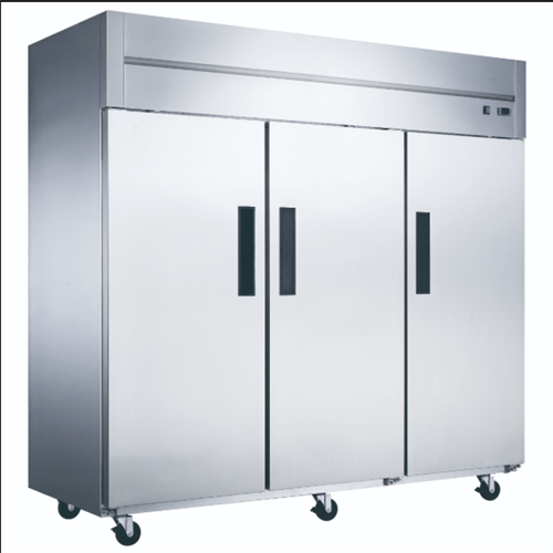 Dukers D83AR Commercial 3 - Door Top Mount Refrigerator in Stainless Steel