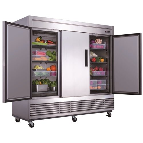 Dukers D83R 3 - Door Commercial Refrigerator in Stainless Steel