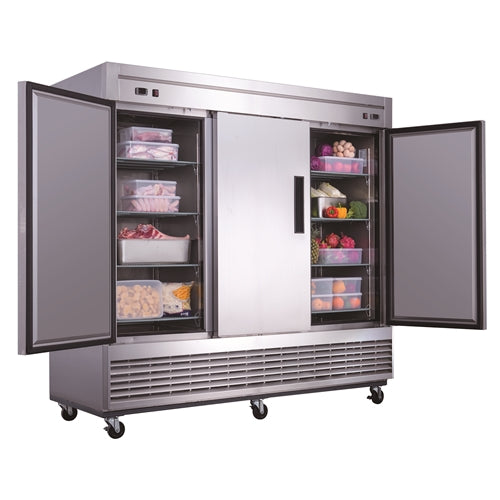 Dukers D83RF 3-Door Dual Zone Refrigerator & Freezer in Stainless Steel