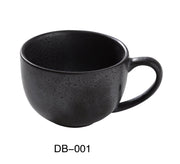 Yanco DB - 001 Diamond Black 3 1/2" x 2 1/2" Cup, 7 Oz, China, Matte Glaze, Black, Pack of 36