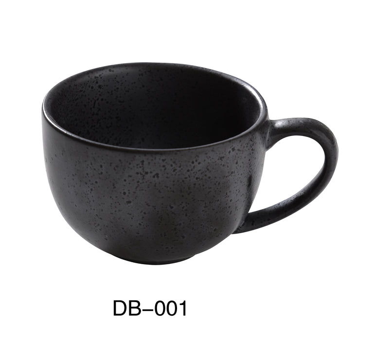 Yanco DB-001 Diamond Black 3 1/2" x 2 1/2" Cup, 7 Oz, China, Matte Glaze, Black, Pack of 36