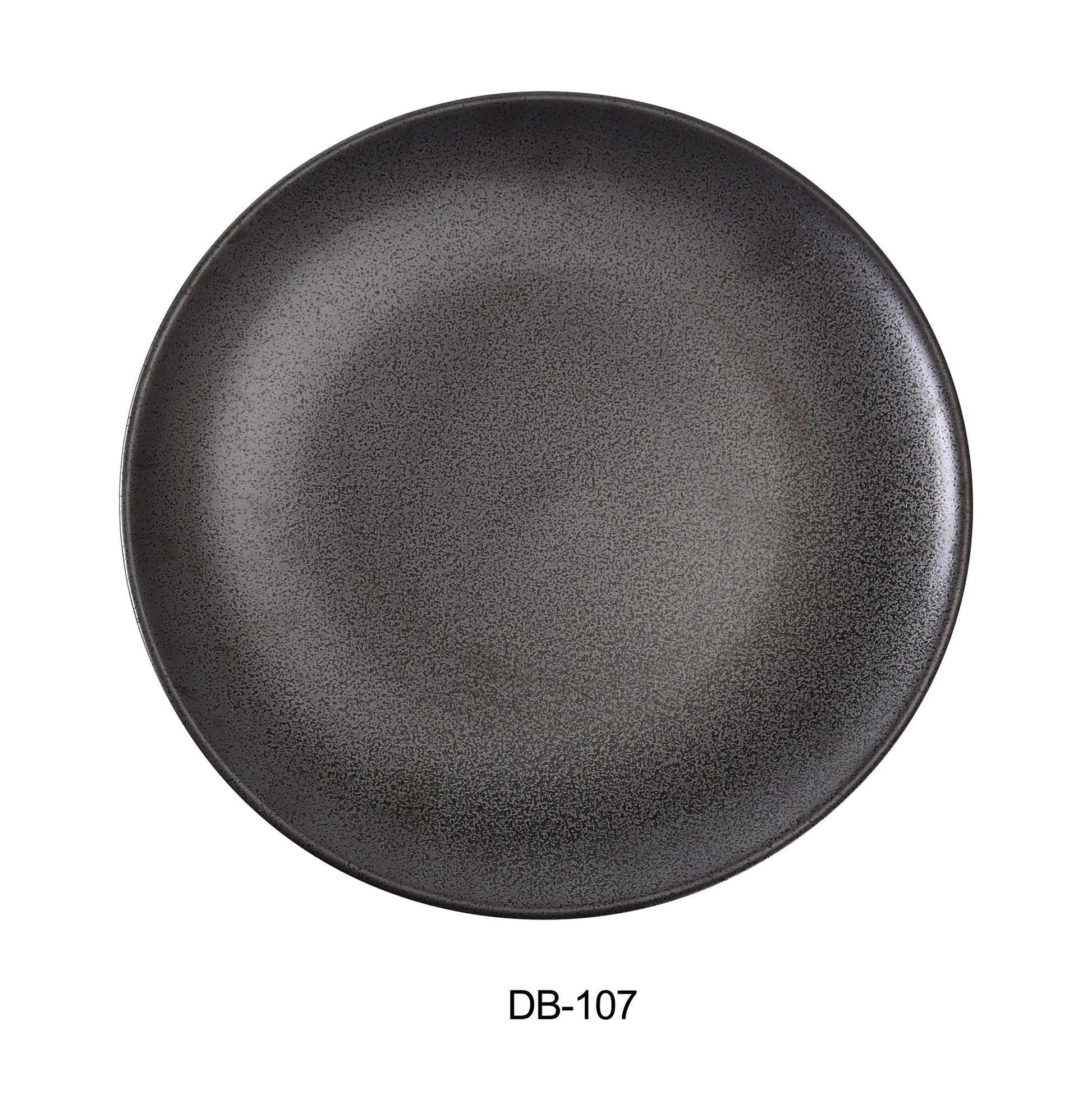 Yanco DB - 107 Diamond Black 7" x 3/4" Coupe Shape Round Plate, China, Matte Glaze, Black, Pack of 36