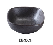 Yanco DB - 3003 Diamond Black 4" x 4" x 1 3/4" Square Bowl, 6 Oz, China, Matte Glaze, Black, Pack of 36