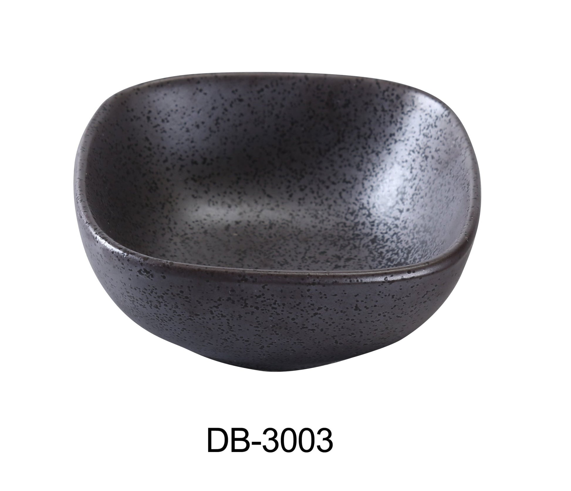 Yanco DB - 3003 Diamond Black 4" x 4" x 1 3/4" Square Bowl, 6 Oz, China, Matte Glaze, Black, Pack of 36