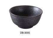 Yanco DB - 3005 Diamond Black 4 1/2" x 2 1/4" Rice Bowl, 10 Oz, China, Matte Glaze, Black, Pack of 36