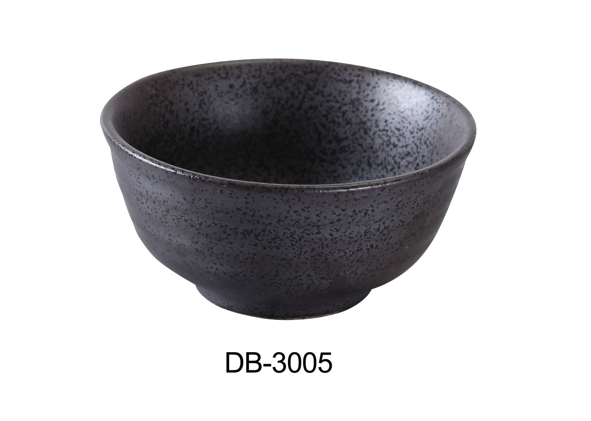 Yanco DB - 3005 Diamond Black 4 1/2" x 2 1/4" Rice Bowl, 10 Oz, China, Matte Glaze, Black, Pack of 36