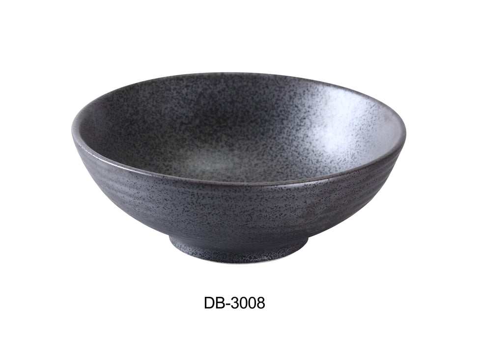 Yanco DB-3008 Diamond Black 8" x 3" Noodle Bowl, 36 Oz, China, Matte Glaze, Black, Pack of 12