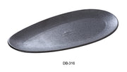 Yanco DB - 316 Diamond Black 16" x 7 1/2" x 1" Leaf Shape Plate, China, Matte Glaze, Black, Pack of 12