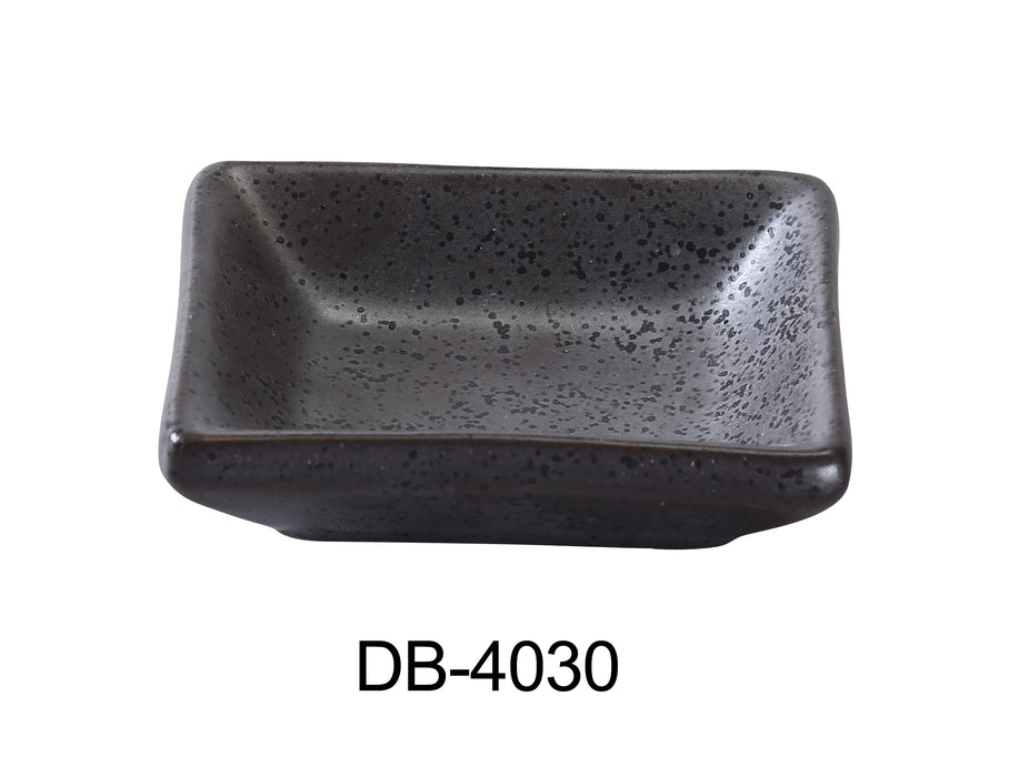 Yanco DB-4030 Diamond Black 3" x 2 1/4" x 3/4" Sauce Dish, 2 Oz, China, Matte Glaze, Black, Pack of 48