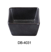 Yanco DB - 4031 Diamond Black 3" x 3" x 1 3/4" Square Sauce Dish, 4 Oz, China, Matte Glaze, Black, Pack of 48