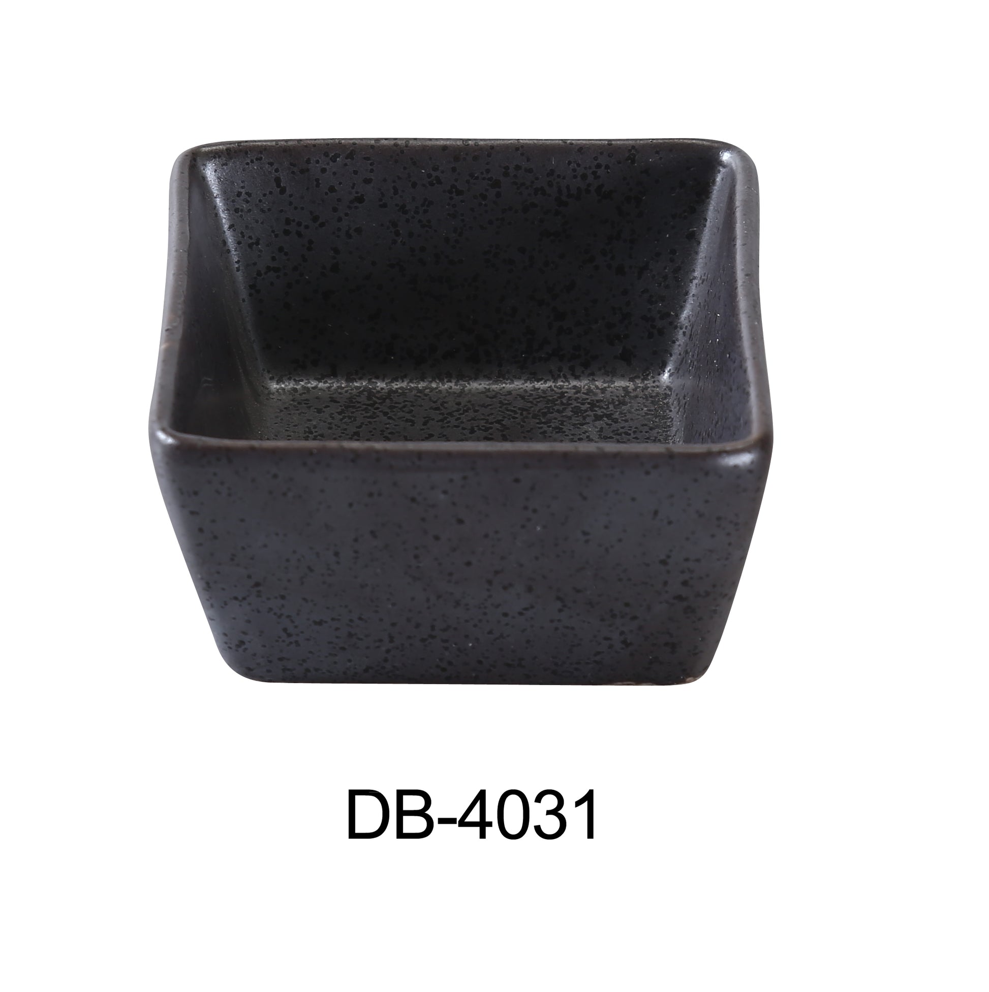 Yanco DB - 4031 Diamond Black 3" x 3" x 1 3/4" Square Sauce Dish, 4 Oz, China, Matte Glaze, Black, Pack of 48