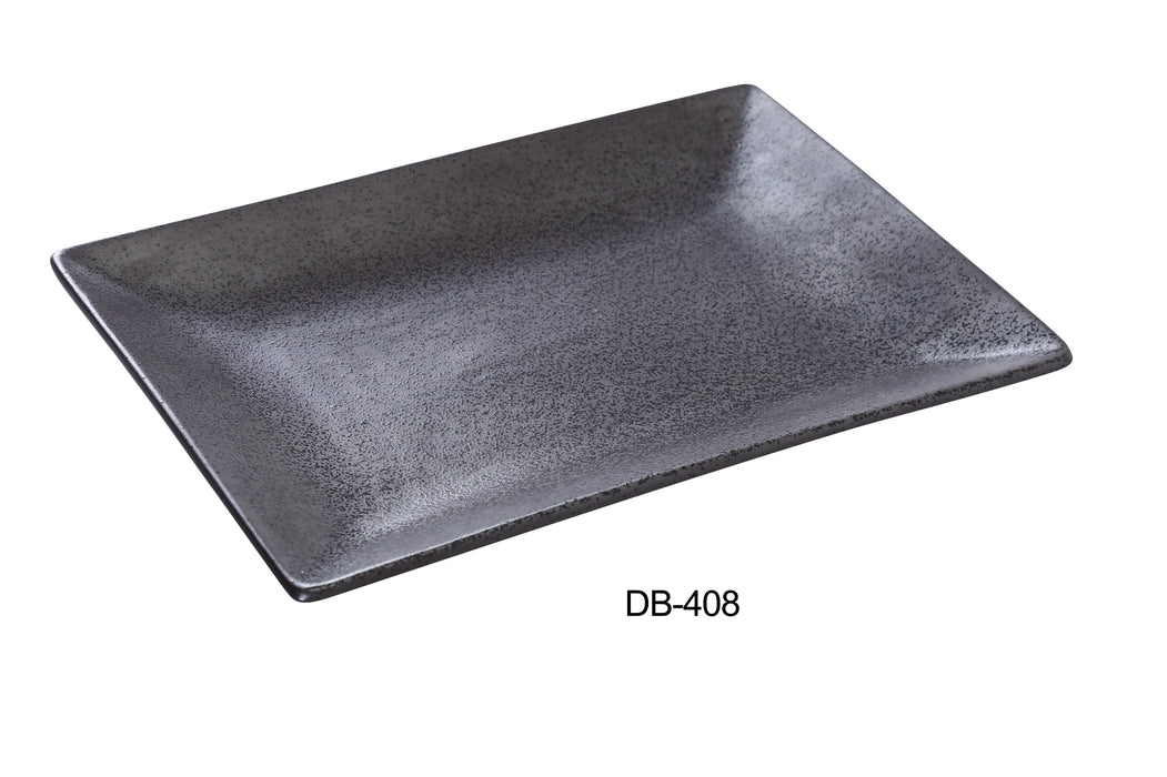 Yanco DB-408 Diamond Black 8" x 5 1/2" x 7/8" Rectangular Plate, China, Matte Glaze, Black, Pack of 36