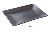 Yanco DB - 410 Diamond Black 10" x 7" x 1 1/8" Rectangular Plate, China, Matte Glaze, Black, Pack of 24