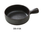 Yanco DB - 4106 Diamond Black 5 7/8" x 2" Skillet with Handle, 18 Oz, China, Matte Glaze, Black, Pack of 24