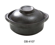 Yanco DB - 4107 Diamond Black 6 1/2" x 2 1/2" Bowl with Lid, 20 Oz, China, Matte Glaze, Black, Pack of 12