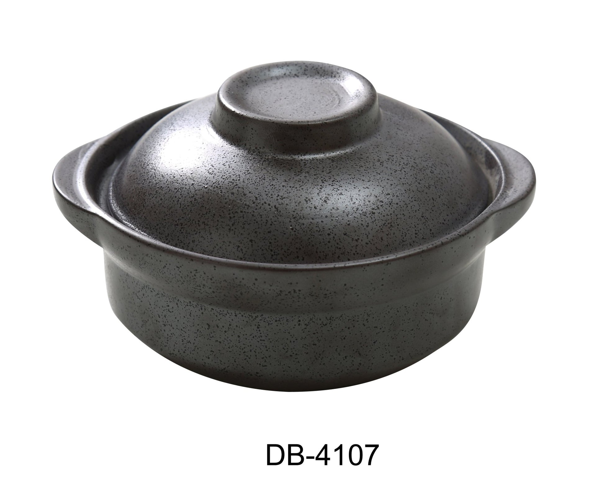 Yanco DB - 4107 Diamond Black 6 1/2" x 2 1/2" Bowl with Lid, 20 Oz, China, Matte Glaze, Black, Pack of 12